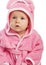 Baby in pink bathrobe