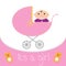 Baby pink carriage. It\'s a girl. Flat design style.