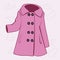 Baby pink coat with black buttons on a delicate background