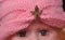 Baby pink leaf shape fancy button on handmade turban cap