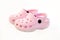 Baby pink rubber summer shoes.