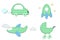 Baby plaid green stickers of car, rocket, stroller, airplane