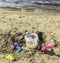 Baby plastic molds on the seabeach