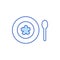 Baby plate with spoon thin line icon isolated