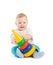 Baby play with tower from colorful discs