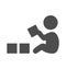 Baby plays with blocks pictogram flat icon on white