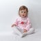 Baby posing in studio on white background