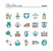 Baby, pregnancy, birth, toys and more, thin line color icons set