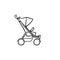 Baby pushchair hand drawn sketch icon.