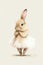Baby rabbit in tutu. Cute animal ballerina character. Ballet concept for birthday card or shirt designs for girls. Generative AI