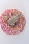 Baby rats lying in a donut. Newborn mouse in sweets