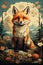 Baby red fox in cartoon style. Created with Generative AI