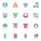 Baby related items filled outline icons set