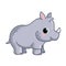 Baby rhinoceros on a white background. Vector illustration with a rhinoceros in cartoon style