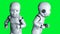 Baby robot animation. Phisical, motion, blur. Realistic 4k green screen animation.