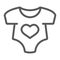 Baby romper line icon, newborn and clothing, baby suit sign, vector graphics, a linear pattern on a white background.