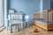 Baby room in light blue color