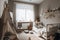 baby room, with soft and cozy bedding, surrounded by toys and books