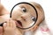 Baby\'s magnified face