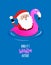 Baby it`s warm outside - Santa Claus with flamingo inflatable ring.