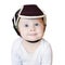 Baby in safety helmet