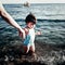 Baby on sea shore