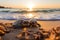 Baby Sea Turtles on Sunlit Beach Wildlife Generative AI