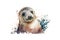 Baby seal watercolor. Vector illustration