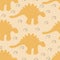 Baby seamless background with dinosaur silhouettes and swirls