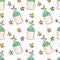 Baby seamless pattern. Children items in cartoon style