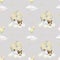 Baby seamless pattern on a gray background. Baby bear sleeping on a cloud. Boy. Watercolor background.