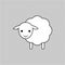 Baby sheep icon. Vector drawing. Lamb linear outline illustration. White silhouette.