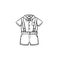 Baby shirt and shorts hand drawn outline doodle icon.