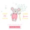 Baby Shower or Arrival Card - Baby Mouse Girl