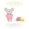 Baby Shower or Arrival Card - Baby Mouse Girl