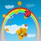 Baby Shower or Arrival God Ladybird on a rainbow