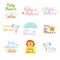 Baby shower badge vector set.