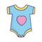 Baby shower blue bodysuit with heart clothes icon