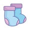 Baby shower blue socks clothing icon