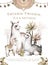 Baby Shower for boy, girl. Cute llamas alpaca characters smiling, walking, in Peru desert landscape with cactuses. Mexican funny