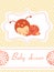Baby shower card with baby-ladybug girl sleeping