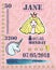Baby shower card. Baby newborn metric for girl. Princess, unico