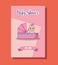 Baby shower card with little girl with basket