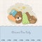 Baby shower card with sleeping teddy bear