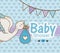 Baby shower card with stork