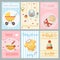 Baby shower cards boy girl birthday celebrate invitation set vector illustration
