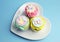 Baby shower or childrens pink, aqua & yellow cupcakes - aerial
