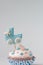 Baby shower cupcake for a boy. Newborn announcement concept. Text space