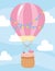 Baby shower, cute babies in hot air balloon sky, celebration welcome newborn