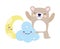 Baby shower cute bear half moon cloud cartoon